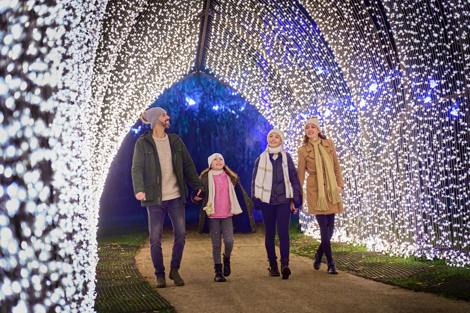 Family in light archway